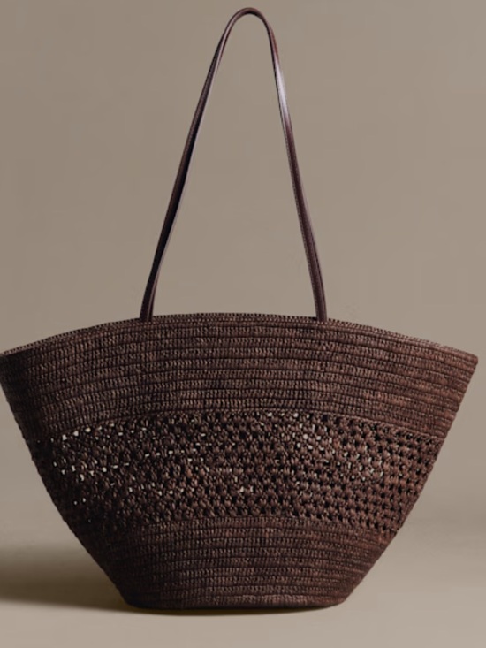 Sezane Handbags - SOLD OUT!!! Sezane Choco Raffia Maia Basket Tote